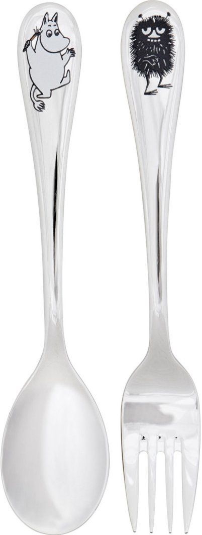 Iittala Set di posate: 5 x Iittala Moomin: Set Löffel & Gabel Moomintroll & Stinky – Nuovo e nell'imballaggio originale da Mönchaltorf venduto da godetra