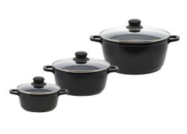 ELO Topfset Black Cast 3-teilig mit Glasdeckel