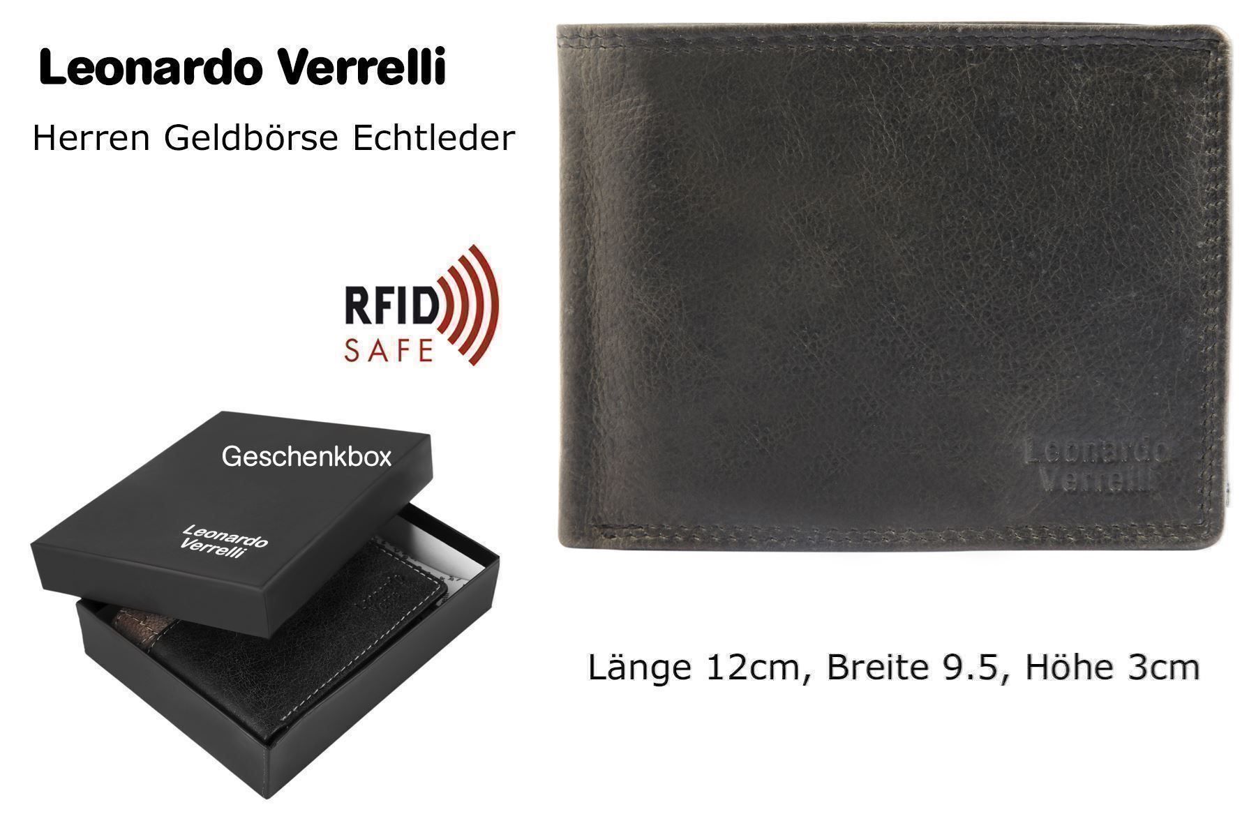 Brieftaschen: Leonardo Geldbörse Echtleder RFID Safe Format 12 x 9.5 cm, s – Neu und originalverpackt aus Wittenbach von uhrenshop24swiss