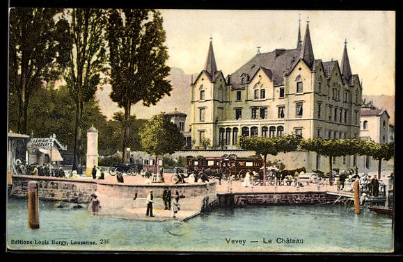 Cartoline postali: AK Vevey, Le Chateau, 1909 – Usato da Berlin venduto da bartko-reher