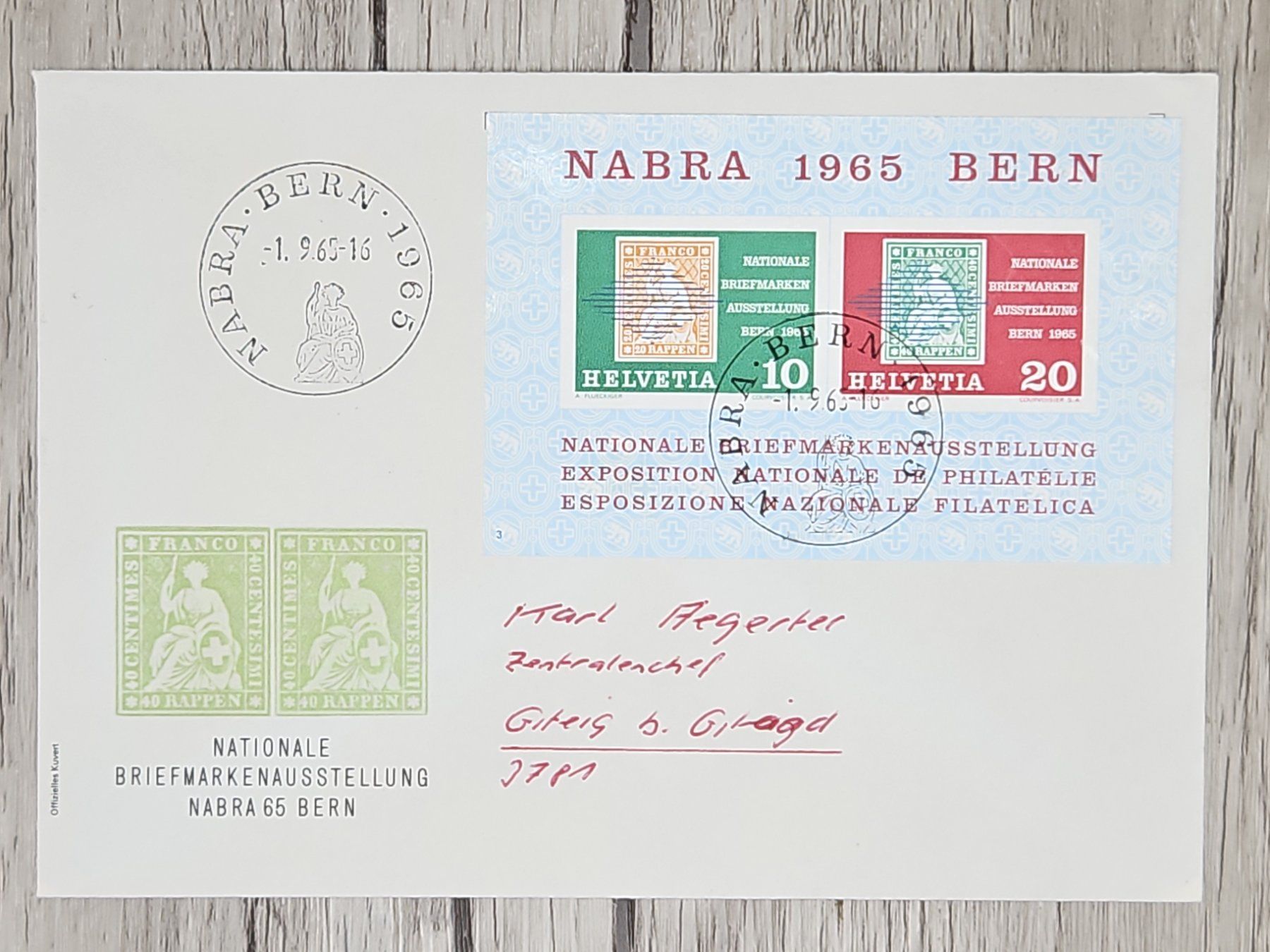 Tutti i francobolli: CL07 Enveloppe + Timbre Suisse 1965 – Usato da Cousset venduto da Patrick_Collections