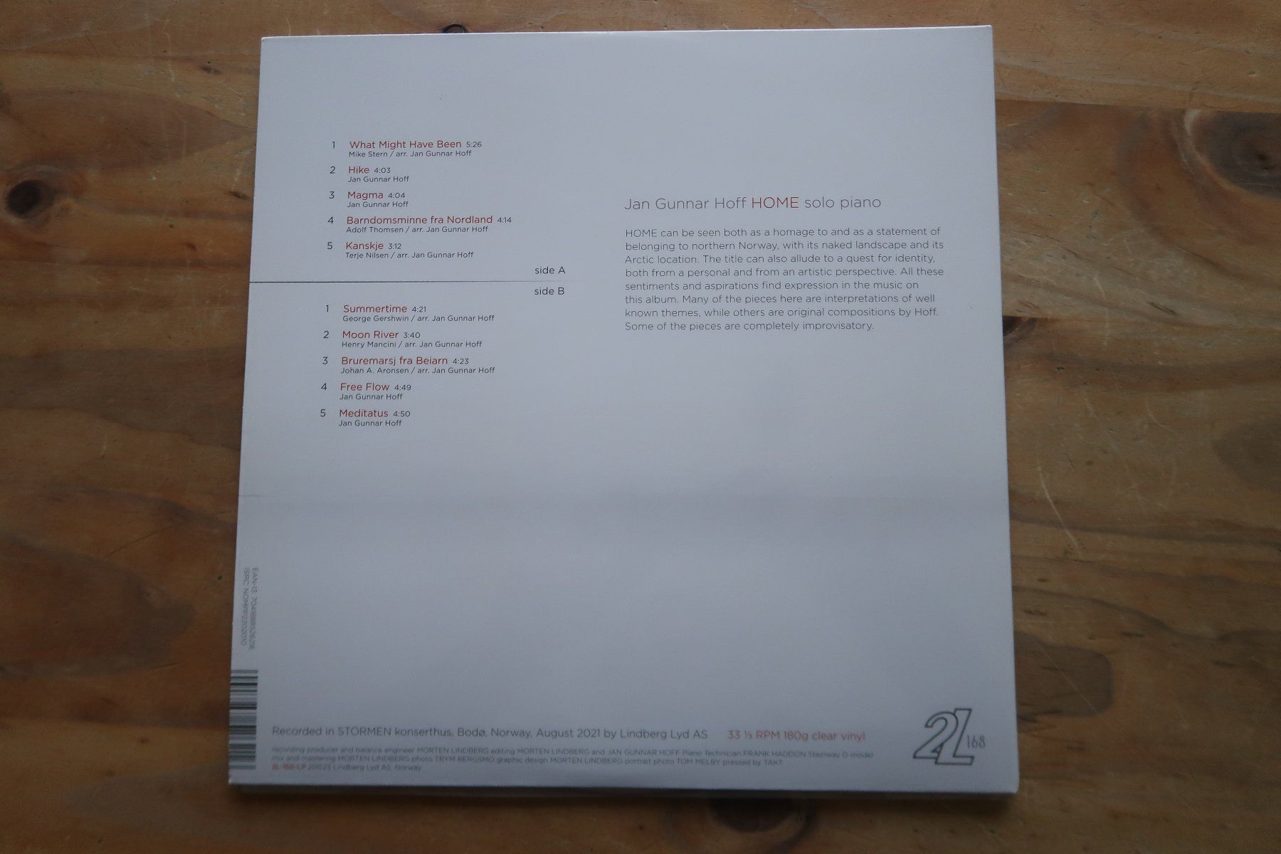 Dischi in vinile: JAN GUNNAR HOFF - HOME - CLEAR 180gr VINYL LP – Usato da Basel venduto da Patiscat 1