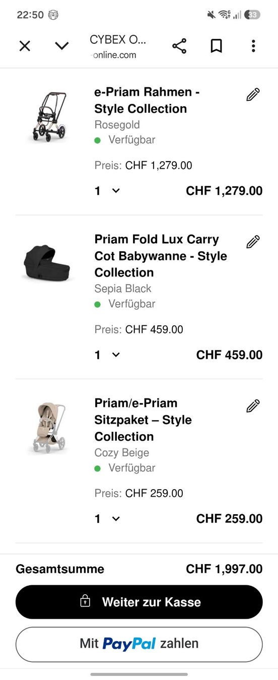 Cybex Carrozzine: ePriam Cybex Kinderwagen Set – Usato da Allschwil venduto da Coco_94 2