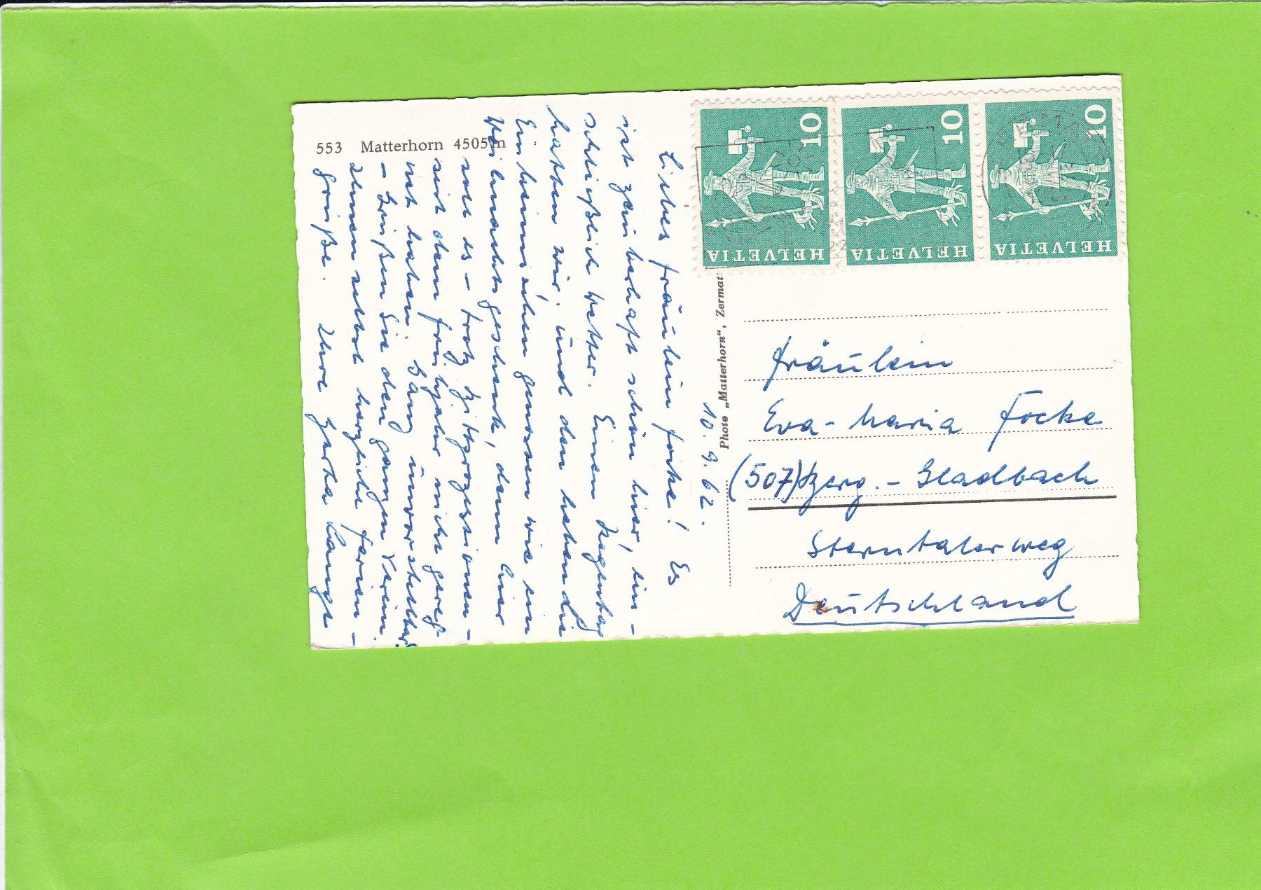 Cartoline postali: Matterhorn – Usato da St. Peterzell venduto da neckertal 1