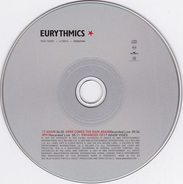 CD: EURYTHMICS (CD-Single) 17 Again  TOP-ZUSTAND! – Usato da Zürich venduto da Tarafo5 2