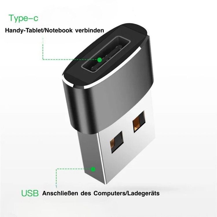 Adapter Stecker Konverter USB C auf USB A iphone ipad schwar (Neu ...