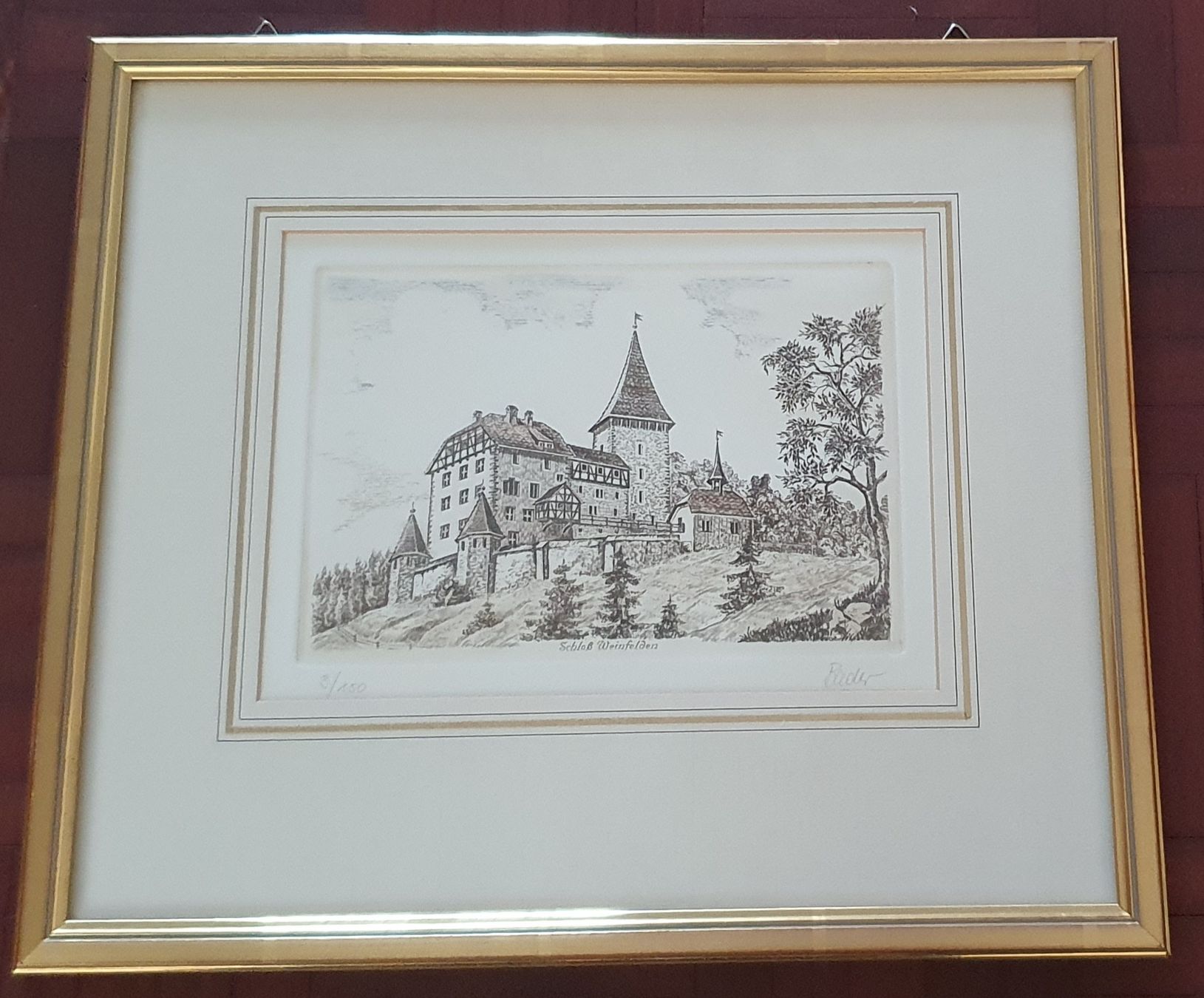 Stiche: Bild - Schloss Weinfelden,  Stahlstich – Gebraucht aus Kreuzlingen von Rschweiz1 4