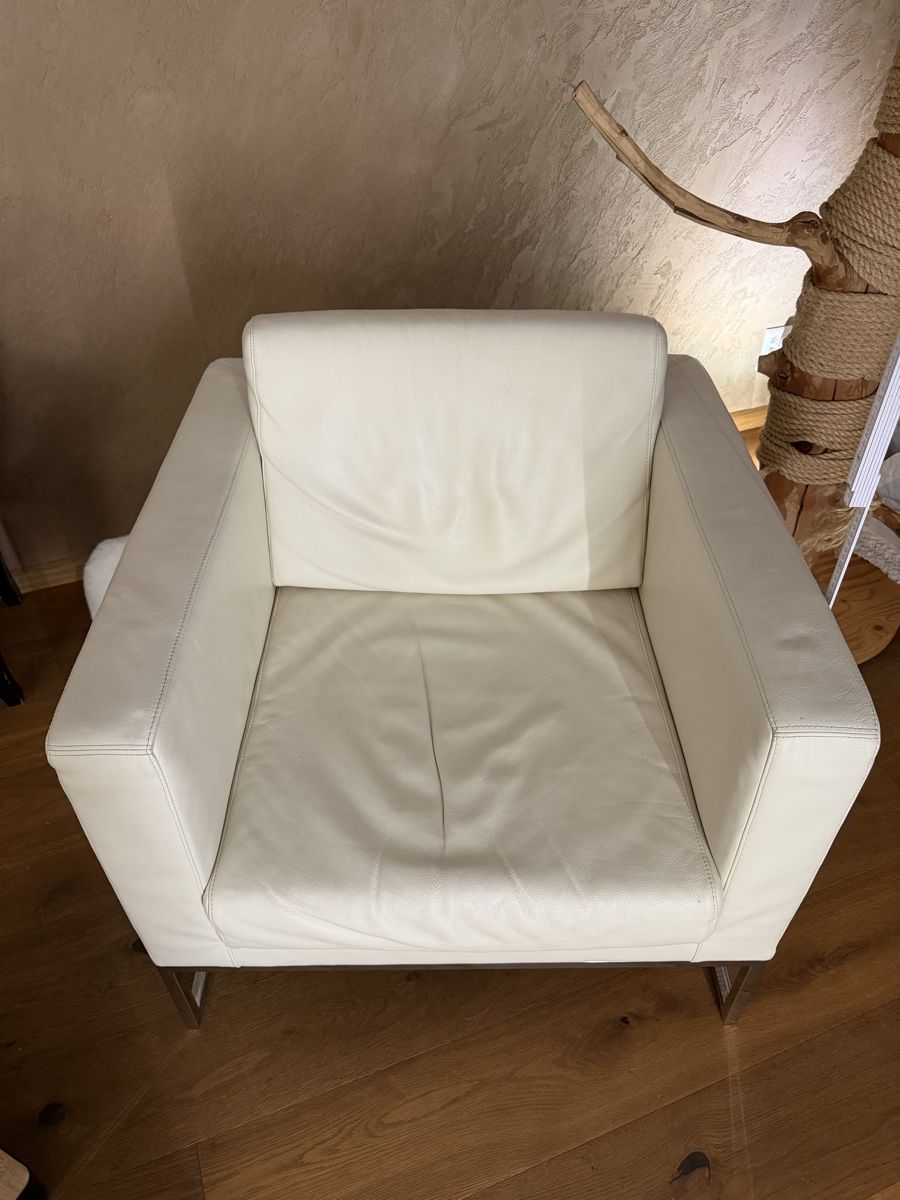 Poltrone: Ledersessel weiss mit Metallgestell  – Usato da Magden venduto da SCO13 2