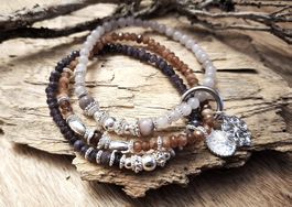 ELENA - Jadearmband - Sterling Silber - braun