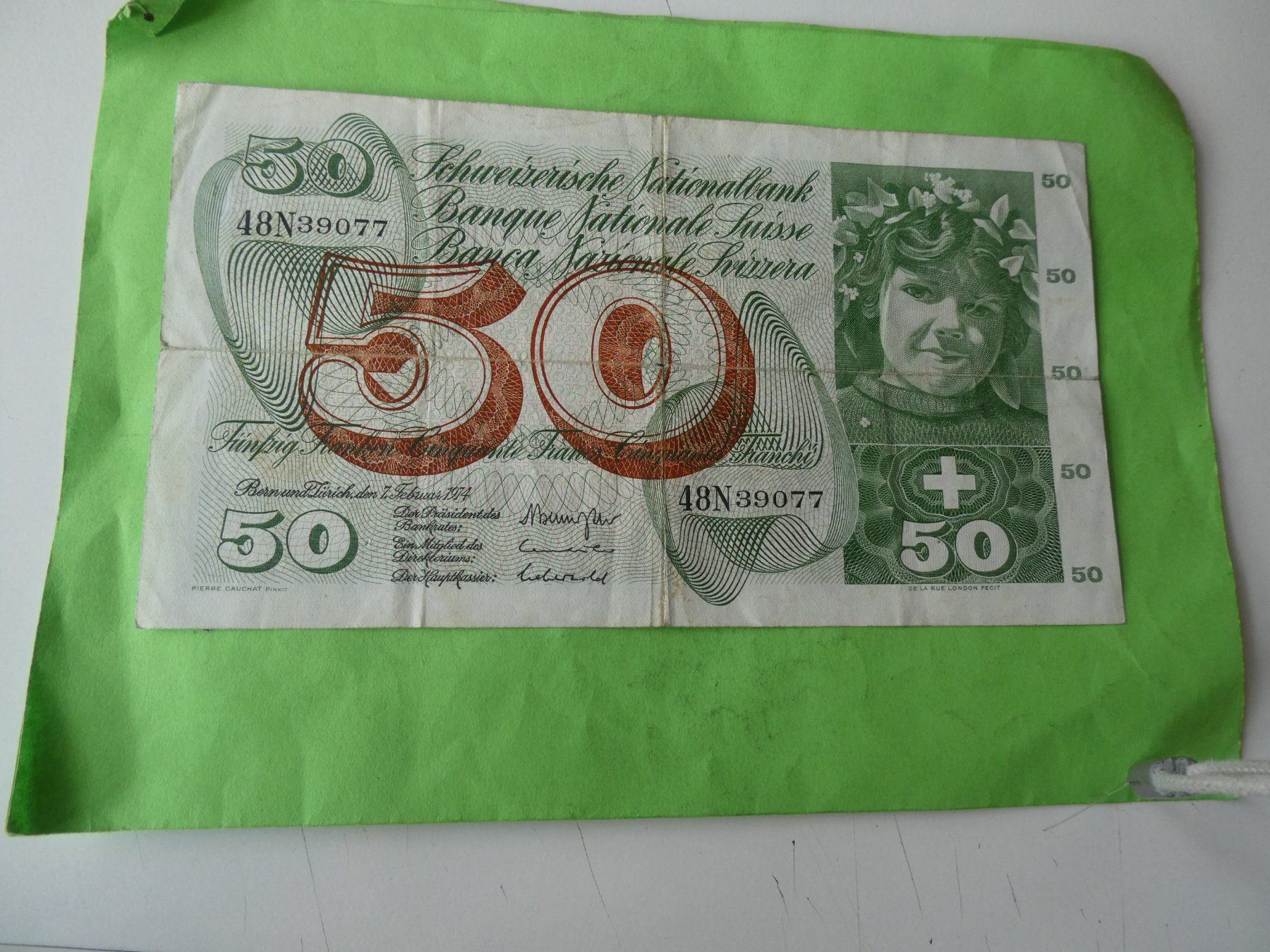 Billets de banque: Schweiz 1974, 50 Franken – D'occasion à Hinterforst par Rohusri