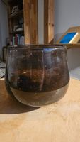 Vintage Vase / Pflanzgefäß – Rauchglas mit Lufteinschlüssen