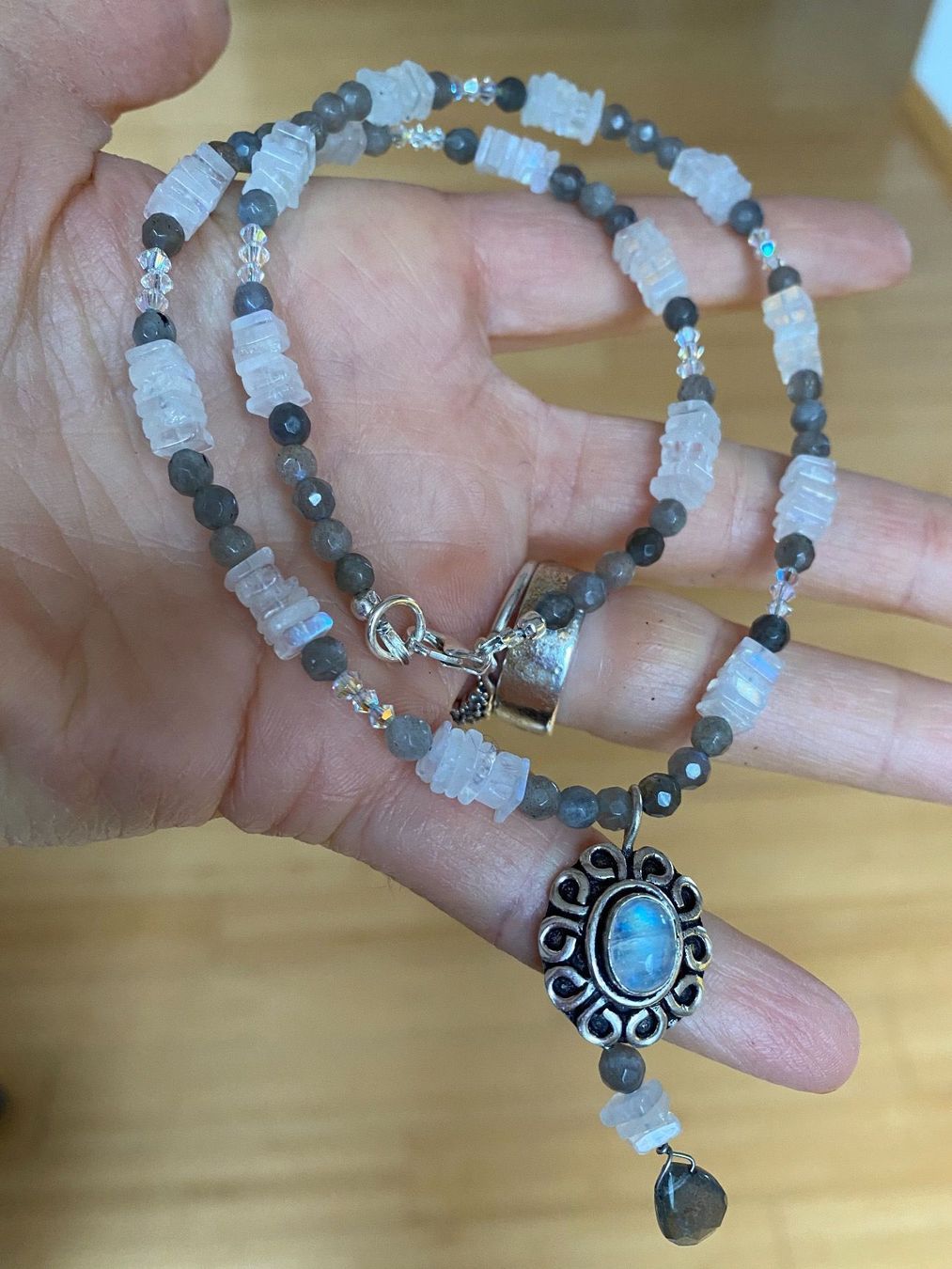Ketten: Mondstein, Labradorit, Swarovski KETTE – Neu (gemäss Beschreibung) aus Basel von Chili007 5