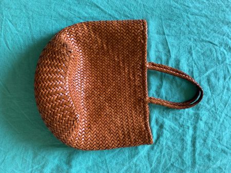 Ledertasche Korbtasche geflochten Cognac guter Zustand