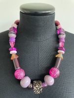 Halskette mit pink, rosa, lila Perlen - Unikat