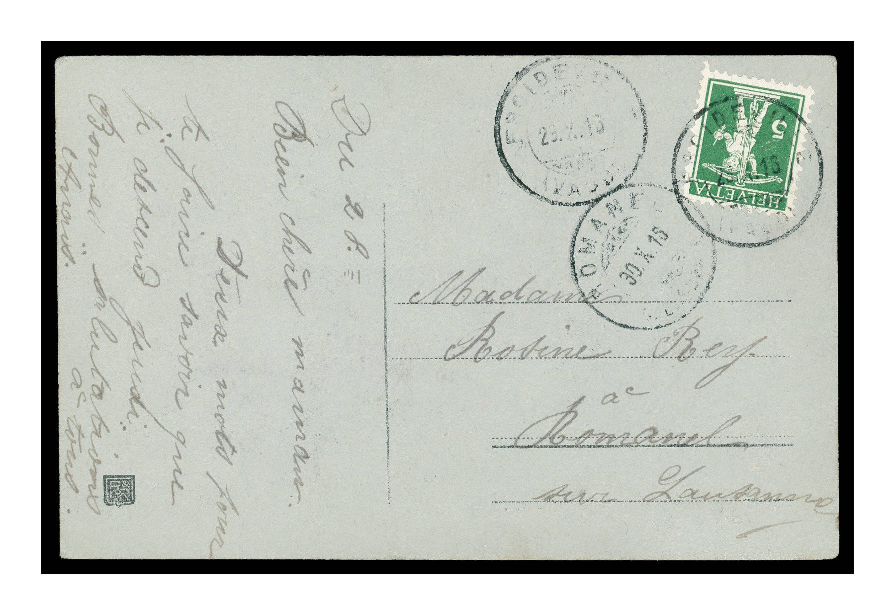 Cartoline postali: DEVISE SOLIDAIRE PATRIOTE SUISSE - 1916 – Usato da Onex venduto da Lagorel01 1