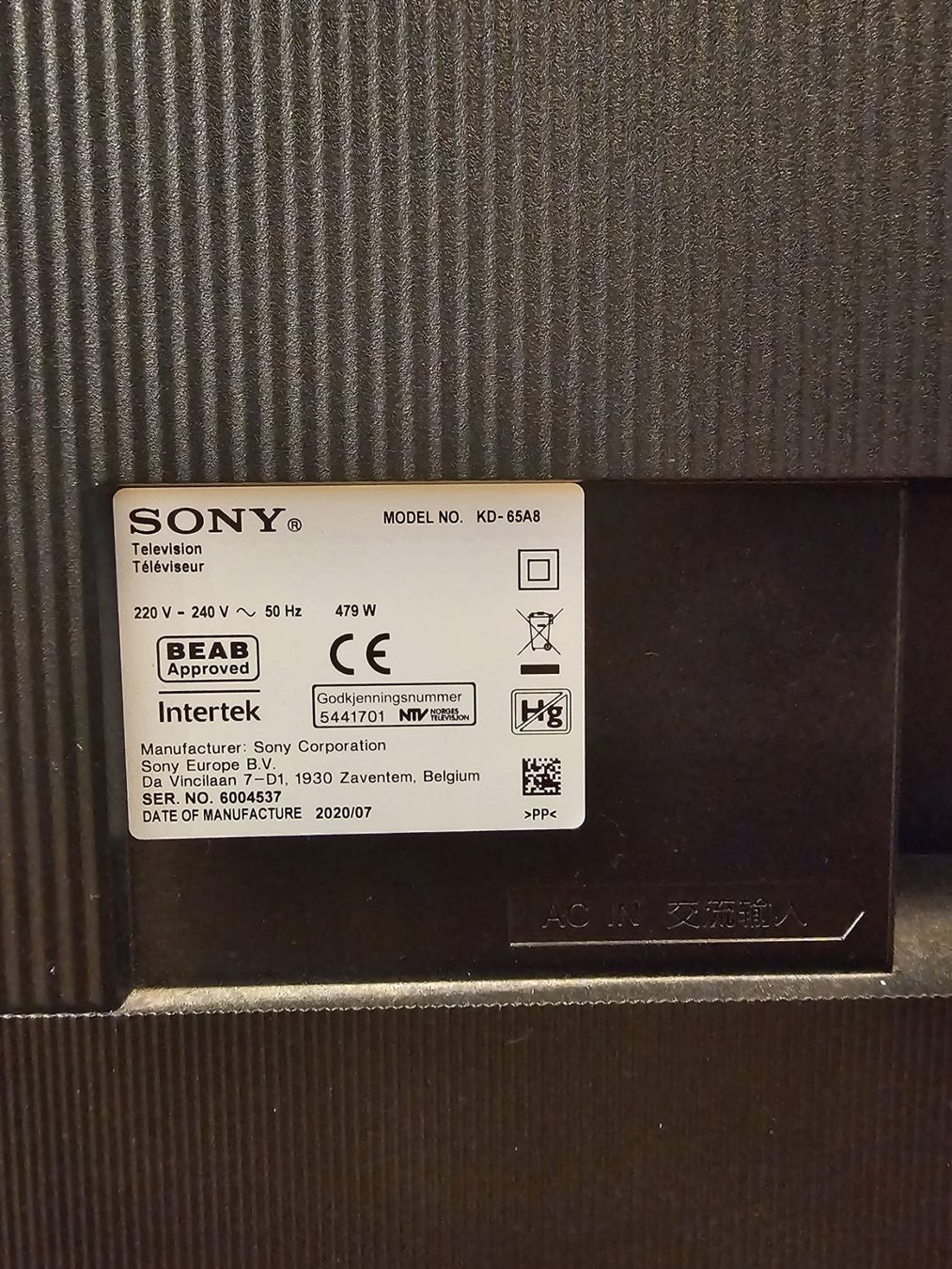 Sony Televisori: Fernseher Sony KD-65A8 65 Zoll OLED – Usato da Dübendorf venduto da dfe_6y89 5