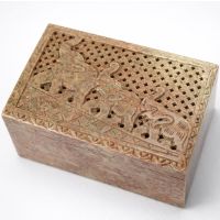 Schwere Schatulle Stein Schmuckschatulle 15x10x7cm Indien el