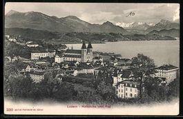 AK Luzern, Hofkirche und Rigi