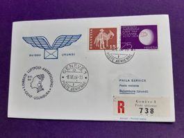 Erstflugbrief GENF - BUJUMBURA(Burundi) 8.VI.1964