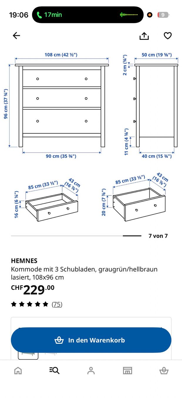Kommoden: Graue Hemnes Kommode von Ikea mit 3 Schubladen – Gebraucht aus Thalwil von Artii101 2