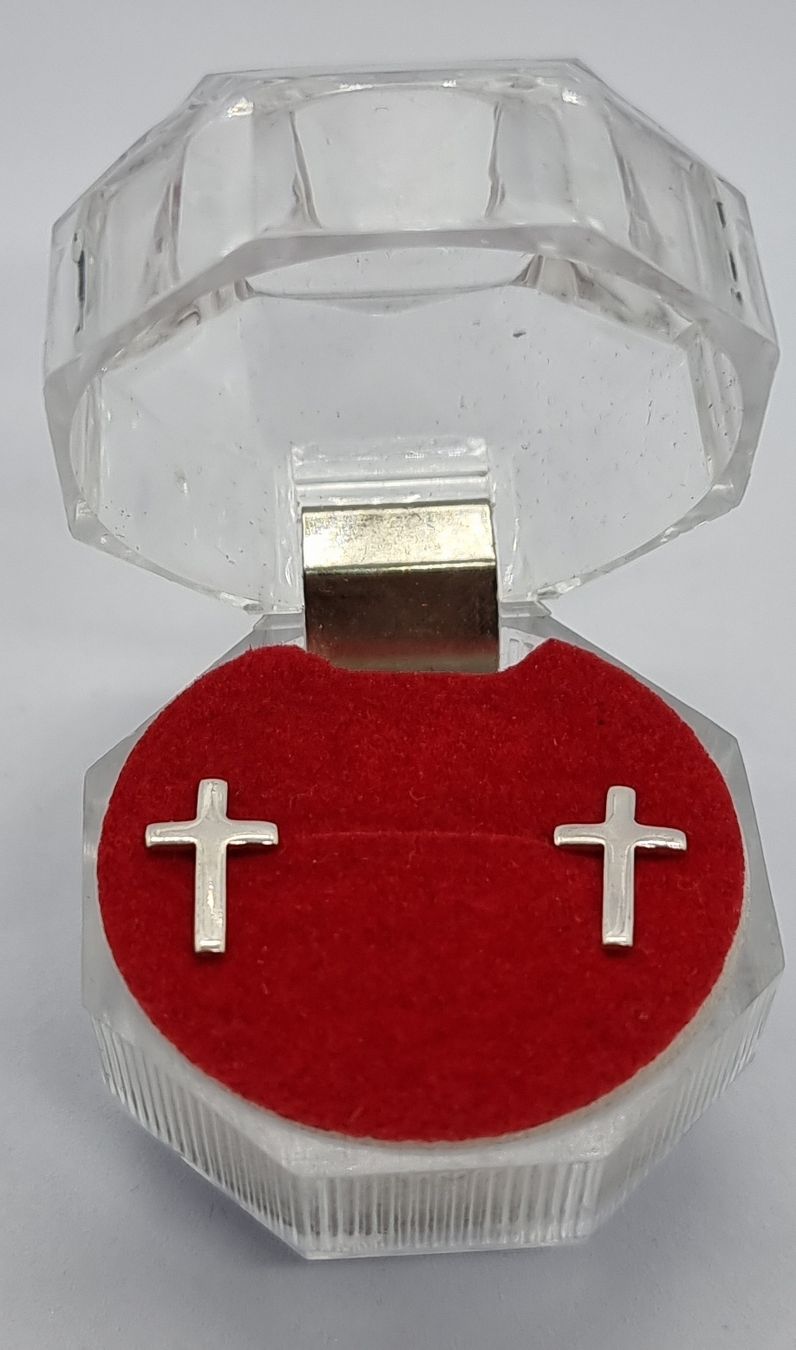 Orecchini pendenti & Orecchini a lobo: Echt Silber 925 Ohrstecker, Kreuz, neu – Nuovo e nell'imballaggio originale da Basel venduto da Joex02