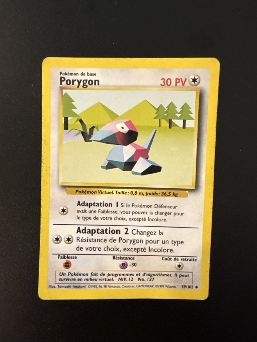 Pokémon Cartes à collectionner: Carte Pokémon Porygon 39/102 base set 1999 – D'occasion à Plan-les-Ouates par pat_xfr8