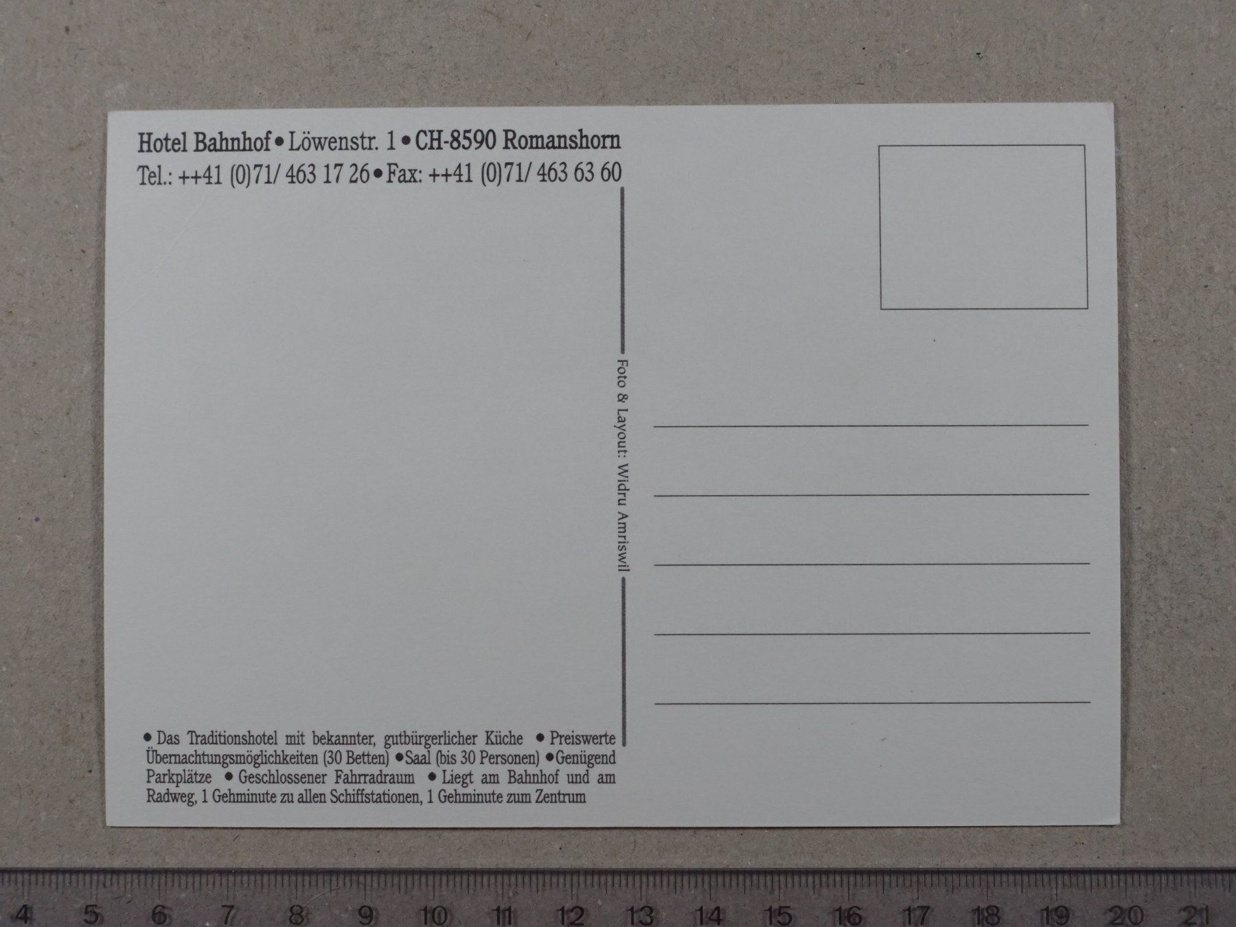 Cartes postales: Romanshorn, Hotel Bahnhof – D'occasion à Lenzburg par fh1 1