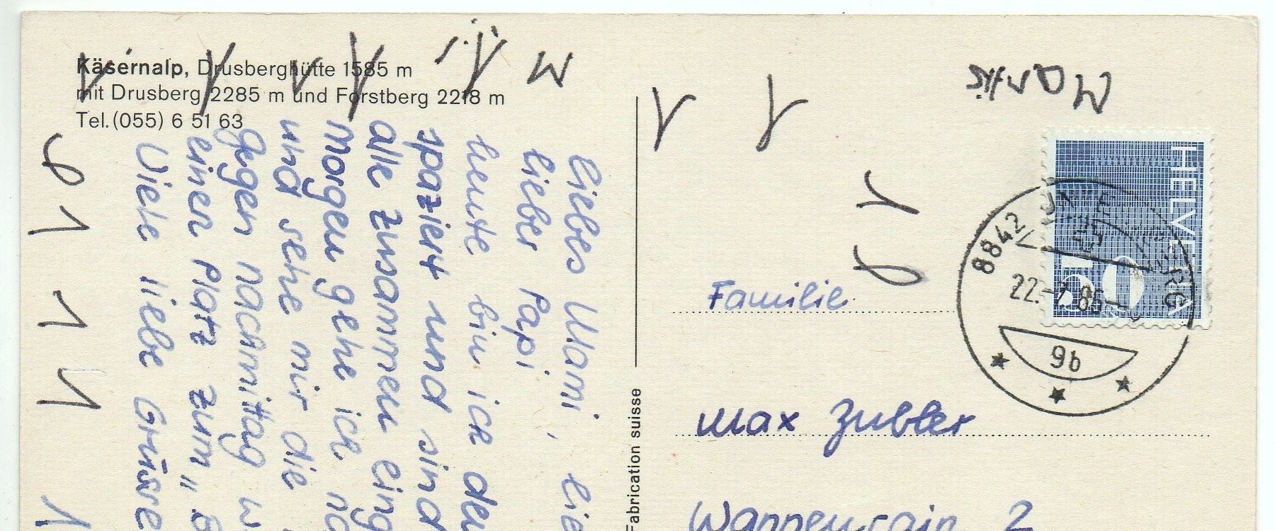 Cartoline postali: UNTERIBERG Käsernalp Drusberghütte – Usato da Jona venduto da philajona 1
