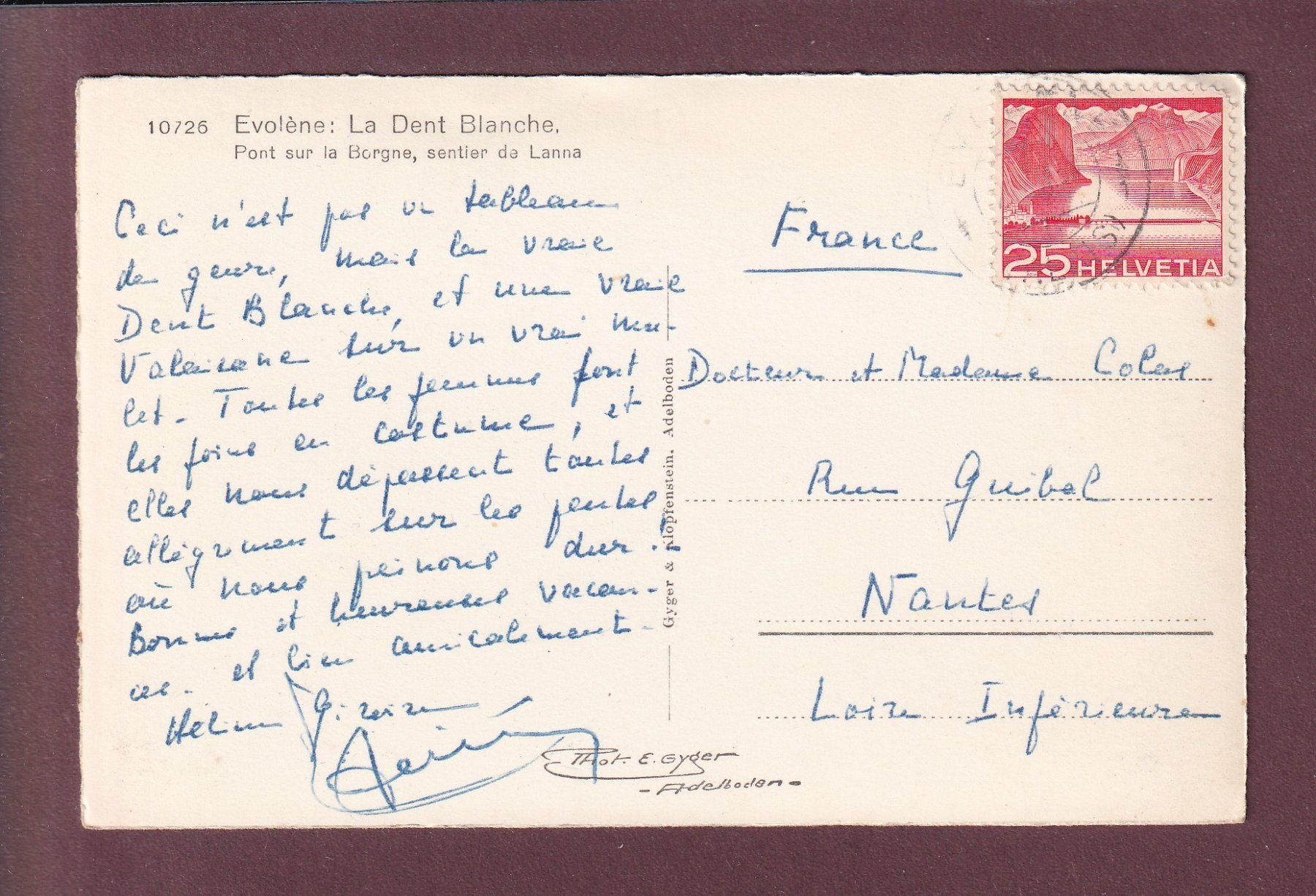Cartoline postali: EVOLENE - Dent Blanche - Pont sur la Borgne – Usato da Pully venduto da nicecards 1