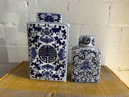 ombay Company 2 Blue & White Ginger Jars Deckelvasen