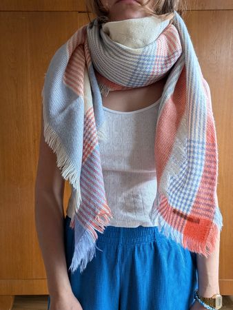 Cozy Wool Blend Scarf in Pastel Check - Winter Ready!