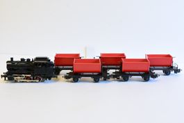 Güterzug mit Dampflok und 5 Güterwagen ohne OVP