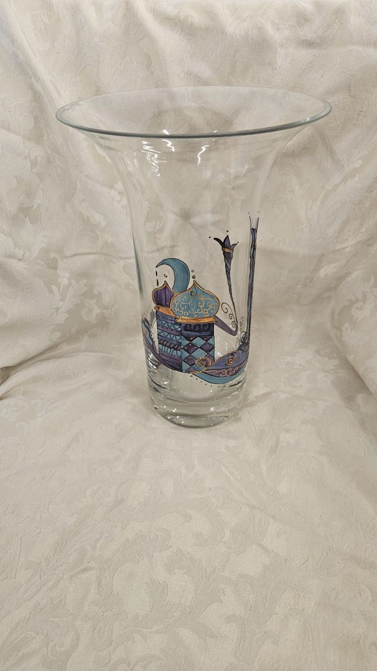 Vasi & Recipienti: Vaso in vetro dipinto a mano – Usato da Melano venduto da H-Sara