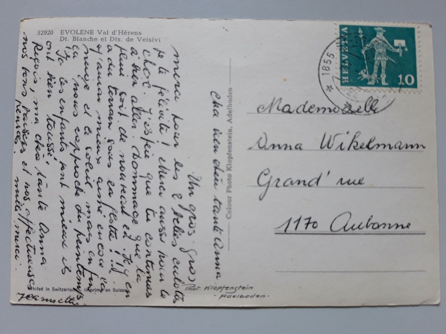 Cartoline postali: Evolene Val d'Herens – Usato da Sargans venduto da nicsam1815 1