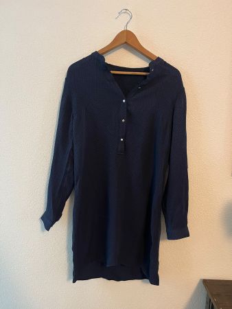 Robe-chemise Massimo Dutti bleu marine motifs géométriques