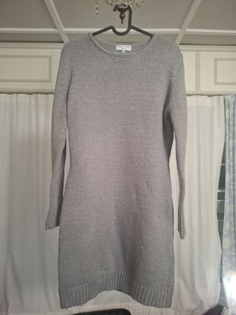 Strickkleid Mimi Mua Firenze grau langarm mit mini Paillette