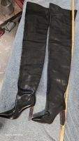 Elegante Overknee Lederstiefel Gr. 35 – Designer-Absatz