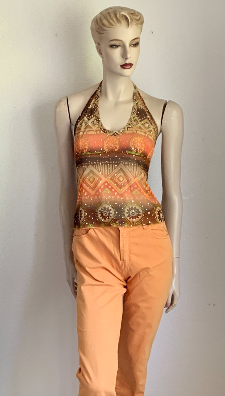 Top: Neckholder Top im Glitzer Boho-Look mit Jeans – Usato da Kloten venduto da Nephty 2