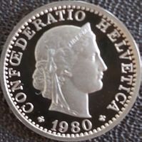 20 Rappen 1980 pp / aus Münzsatz  / in einer Münzkapsel