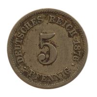 Deutschland Kaiserreich 5 Pfennig 1876 J