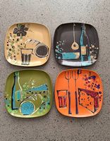 4 Vintage Teller Fondue Picknick Ornamin Wiederkehr Sammler