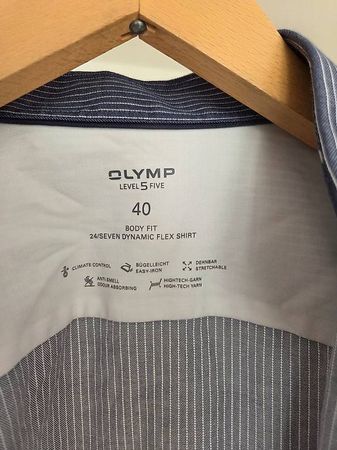 Olymp Level 5 Body Fit Hemd Gr.40 hellblau gestreift