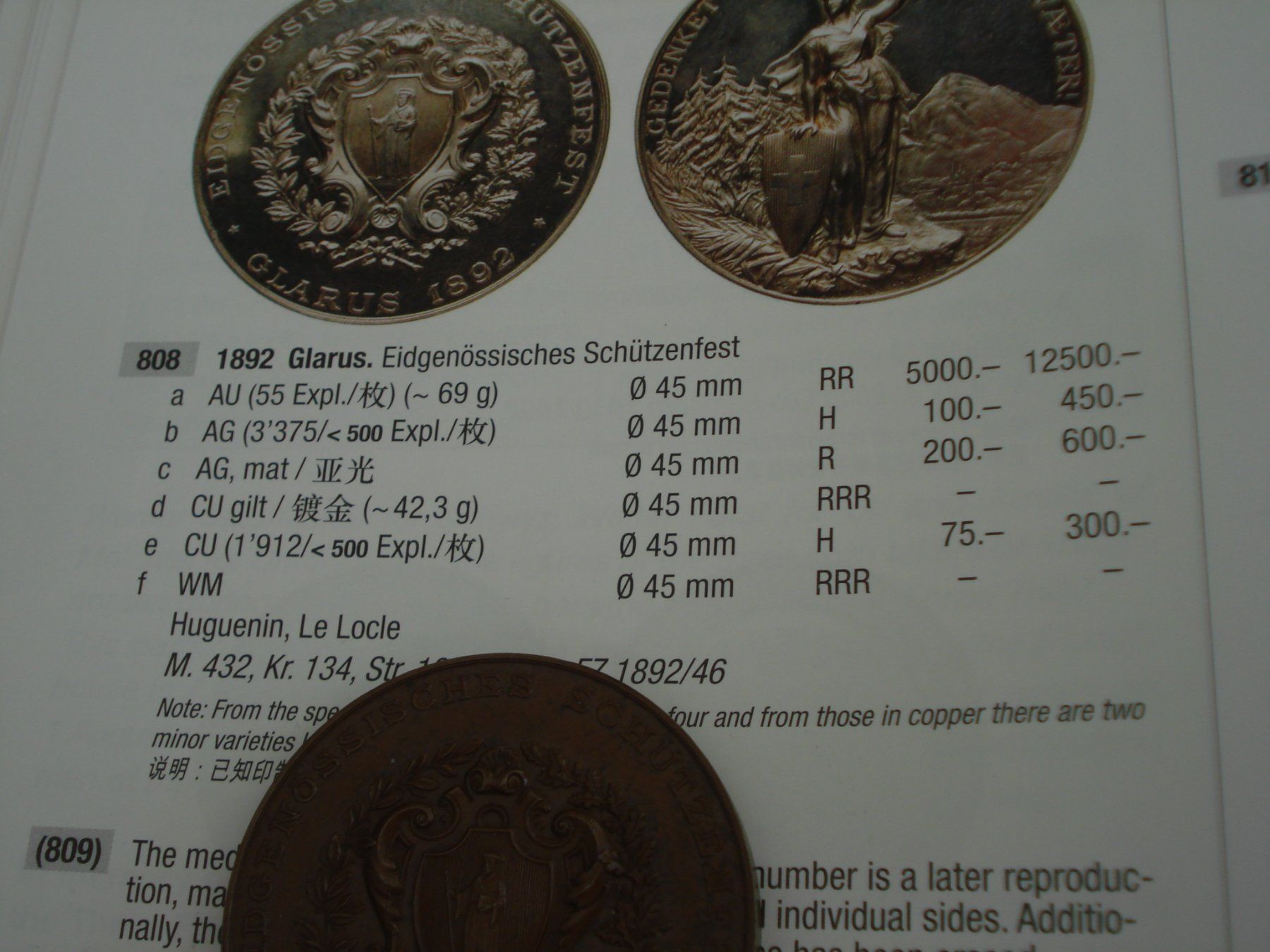 Medaglie: (M3) Swiss shooting Glarus 1892 808e – Usato da Erlach venduto da Net-Coins 2