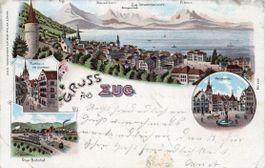 Zug   ZG  mit Neuer Bahnhof / Hauptplatz & Rathaus   um 1900