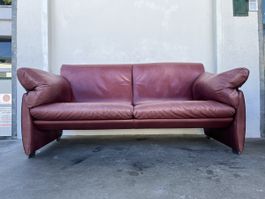 Vintage De Sede DS 10/23 Bordeaux Rot Leder Sofa