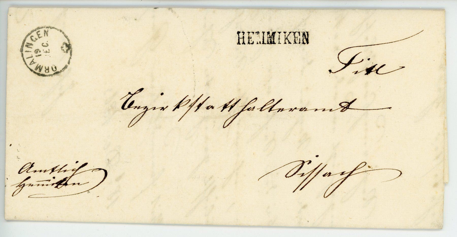 Tutti i francobolli: Hemmiken Stabstempel Ormalingen nach Sissach 1863 – Usato da Buckten venduto da Karilein