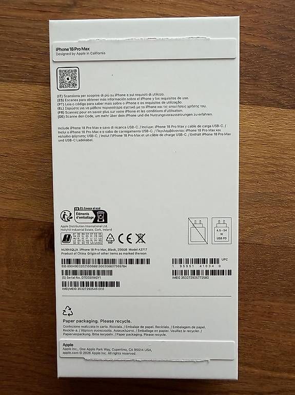 Handys / Smartphones: Iphone 18 Pro max 256gb Schwarz – Neu und originalverpackt aus Winterthur von fah_ph2n 1