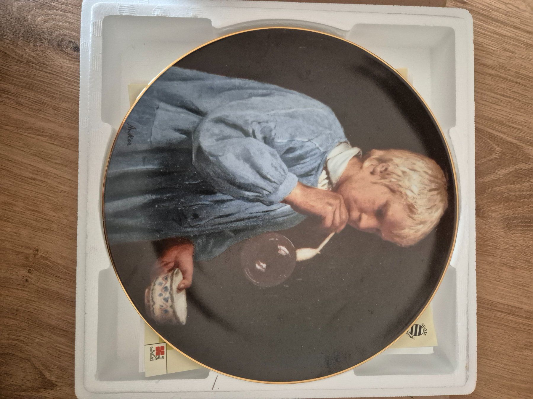 Piatti: Albert Anker - Der Seifenbläser – Nuovo e nell'imballaggio originale da Hettlingen venduto da janalea