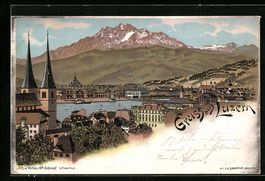 Litho Luzern, Teilansicht mit Kirche