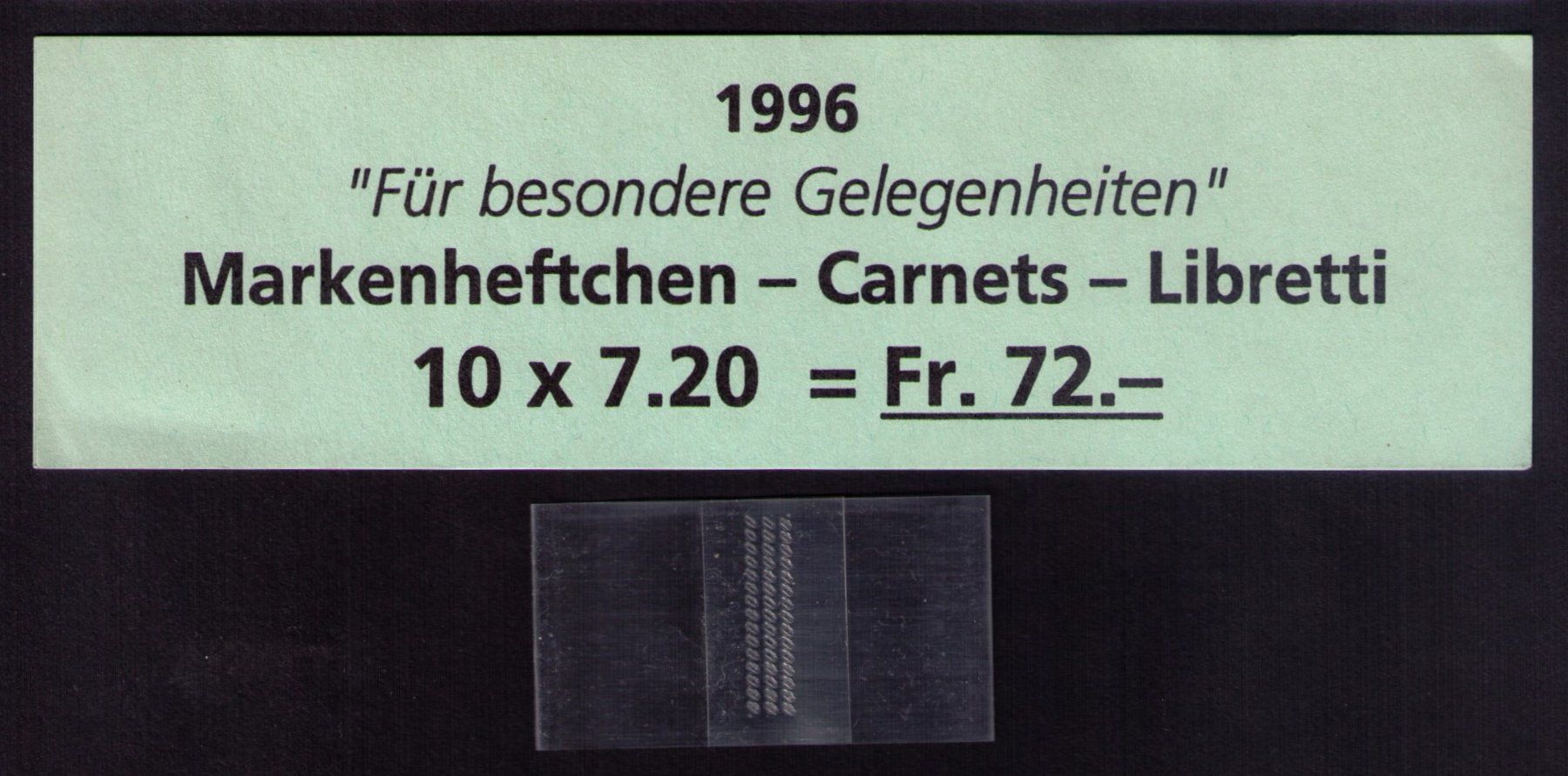 Alle Briefmarken: 1996_897-900_MARKENHEFT 0-98_10.9.96 Bern Brieftaube_ET+DECK – Gebraucht aus Marthalen von Ch_quality 3